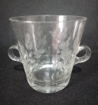 BALDE PARA GELO EM CRISTAL - LAPIDAÇÃO RAMOS E FOLHAS - ALÇAS LATERAIS - MEDINDO 18 CM