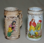 LOTE COM 02 CANECAS PARA CHOPP DE PORCELANA - MEDINDO 17 X 9 CM - CADA - POSSUI MARCAS DO TEMPO