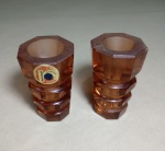 PAR DE PORTA VELAS - CRISTAL RECKIE ZIGEL - MEDINDO 8 CM CADA - NO ESTADO 2