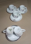 REPOSIÇÃO - LOTE COM 05 XÍCARAS PARA CAFÉ -  04 PIRES DE PORCELANA