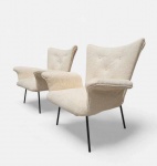 CARLO HAUNER - FORMA. Raríssimo par de poltronas. Estrututa em metal, estofamento original de época,