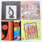 MÚSICA, quatro (4) LPs em vinil: Cananito Alexandre (Luanda  Angola); Emengo Sabu y Mukenga (Luanda  Angola); Africa Gumbe; Colectânea de Música Angolana I, todos aparentemente em bom estado, usados e sem garantia, vide foto.