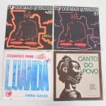 MÚSICA, quatro (4) LPs em vinil: Eduardo Paim  Luanda; Canto do Povo; 2 (dois) diferentes: Angola  Top Dos Mais Queridos, todos aparentemente em bom estado, usados e sem garantia, vide foto.