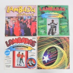 MÚSICA, quatro (4) LPs em vinil: Êxitos de Hose; Lambada Espetacular; 2 (dois) diferentes: Lambadas Internacionais, todos aparentemente em bom estado, usados e sem garantia, vide foto.