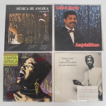 MÚSICA, quatro (4) LPs em vinil: Youssou N Dour (Dakar); Canta Africa; Carlos Burity; Música de Angola Colectânea 2, todos aparentemente em bom estado, usados e sem garantia, vide foto.