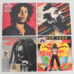 MÚSICA, quatro (4) LPs em vinil: Peter Tosh (Jamaica); Bob Marley; 2 (dois) diferentes: Jimmy Cliff, todos aparentemente em bom estado, usados e sem garantia, vide foto.
