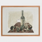 SCLIAR, uma (1) cópia representando natureza morta, baseada em uma lito de 1979, medindo com moldura 73,5 x 53,5 cm, vide foto.