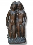 BRUNO GIORGI -  Escultura em bronze, " Duas Irmãs". Med.: 77 x 36 x 10 cm.