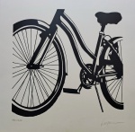 Kleber Ventura, Bicicleta, gravura, tiragem 9/35, 50x50cm, sem moldura, com pequena quebra de papel na borda
