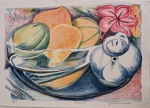 Yêda Maria, Frutos, gravura, tiragem 88/100, 27x38cm, sem moldura, necessita de pequena limpeza nas bordas