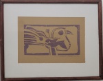 Aldemir Martins, Pássaro, xilogravura, tiragem 75/200, 1990, 36x24cm, com moldura, assinado pelo artista