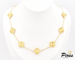 VAN CLEEF - Colar Vintage Alhambra, 10 motivos em Ouro Amarelo 18K, 42 cm de comprimento, peso de 26