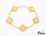 VAN CLEEF - Pulseira Vintage Alhambra, 5 motivos em Ouro Amarelo 18K, 19 cm de comprimento, peso de