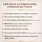 LEILÃO DE UM ÚNICO LOTE, COMPOSTO DE 7 ITENS: 1) Datiloscrito original (completo) de "A HORA DA