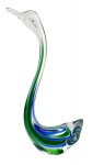 ITALIA - Escultura em cristal de Murano representando figura de cisne na cor azul e verde. Mede 27cm altura.