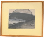 LYRIA PALOMBINI - Obra em pastel sobre cartão, estilo contemporâneo, assinada canto inferior direito, protegida por moldura de madeira  vidro transparente. Medida da obra 28 x 38cm. Medida total 50 x 60cm.