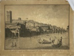 Antiga "água forte", Veduta di Firenza, Italia, por Joseph Zocchi Delin. Perdas nas laterais. Mede 58 x 76cm.