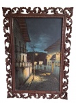 J.ANDRADE.H. - "La Honda" Óleo sobre tala, emoldurado em madeira trabalhada ricamente entalhada.  Medida 62x40cm de tela e com moldura 78x56cm.