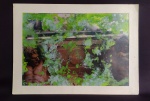 Pintura sobre cartão com técnica de foto-colagem, sem assinatura e sem moldura. Medida 34x48cm.