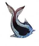 Grande peixe em vidro de Murano com rico trabalho. Medida 21x17cm.