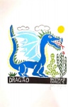 GUSTAVO BORGES - Xilogravura a cores denominada "DRAGÃO", assinada canto inferior direito. Medida 24X33cm. Sem moldura.