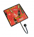 Cabideiro retro da Coca-cola com imagem em vidro e estrutura e gancho de ferro.