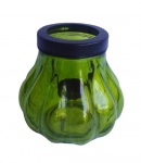 Lanterna de vidro em gomos para vela. Medida 13x15cm.