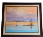 GRANDE PINTURA - Acrílico sobre tela, assinado, artista não identificado e emoldurado. Medida 100x85cm.