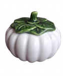 Grande molheira em porcelana na forma de moranga com tampa. Medida 14x12cm. Capacidade de 600ml.