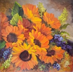 Davi, Girassóis, óleo sobre tela, 100x100cm, sem moldura