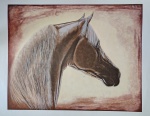 Carlos Passos, Cavalo, gravura, tiragem 55/100, 70x100cm, sem moldura, pequena marca de tinta branca na borda