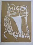 Aldemir Martins, Gato Verde Claro, gravura, tiragem 27/100, 70x50cm, Edição Póstuma, sem moldura