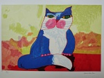 Aldemir Martins, Gato Azul, gravura, PE, Edição Póstuma, 50x70cm, sem moldura