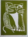 Aldemir Martins, Gato Verde, gravura 12/100, Edição Póstuma, 70x50cm, sem moldura
