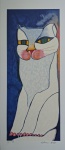 Aldemir Martins, Gato Branco, gravura, tiragem 22/120, 79x35cm, Edição Póstuma, sem moldura