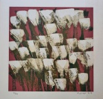 Olímpia Couto, Tulipas, gravura, tiragem 30/120, 50x50cm, sem moldura, necessita de limpeza