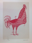 Aldemir Martins, Galo Vermelho, Edição Póstuma, gravura 21/100, 50x35cm, sem moldura