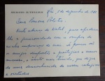 Cartão de agradecimento de Sergio Telles a Panoma. Assinado por Sergio Telles.