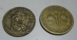 Lote com 2 moedas de coleção  de 1000 Réis de 1927 e 100 Reis de 1922 com a esfinge de Epitácio Pessoa.