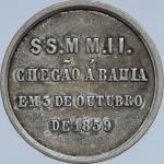 Medalha do Brasil - 1859 - Prata - 5 g - 23 mm - Suas Magestades Imperiais chegam à Bahia em 3 de ou