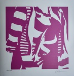 Kleber Ventura, Composição Rosa, gravura, tiragem 21/30, 50x50cm, sem moldura