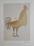 Aldemir Martins, Galo Dourado, gravura, tiragem 9/100, 50x35cm, Edição Póstuma, sem moldura