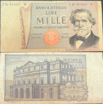 ITALIA CEDULA DE 1000 LIRA   DO ANO 1969   Giuseppe Verdi CEDULA EM  MUITO BOM ESTADO DE CONSERVAÇÃO CONFORME A FOTO EXIBIDA!