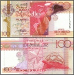 SEYCHELLES  - CEDULA ESCASSA  EM ESTADO FLOR DE ESTAMPA DE CONSERVAÇÃO DE  100 RUPEES  DO ANO 2001