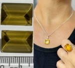 CITRINO AMARELO AMBAR ESPELHADO - LAPIDAÇÃO RETANGULAR COM REFLEXO TRIANGULAR UMA PEÇA MARAVILHOSA PARA ANÉIS , PINGENTES OU BRINCOS , BÉLISSIMA !!!