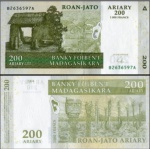 MADAGASCAR - CEDULA DE 200 Ariary DO ANO 2004 - EM ESTADO FLOR DE ESTAMPA DE CONSERVAÇÃO