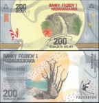 MADAGASCAR - CEDULA DE 200 Ariary DO ANO 2017 - EM ESTADO FLOR DE ESTAMPA DE CONSERVAÇÃ