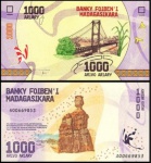 MADAGASCAR - CEDULA DE 1000 Ariary DO ANO 2017 - EM ESTADO FLOR DE ESTAMPA DE CONSERVAÇÃO