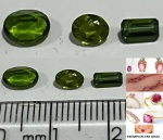 TURMALINA VERDE INTENSO PAR EM LAPIDAÇÃO REDONDA , OVAL  E RETANGULAR     - ORIGEM BRASIL - MG - PEÇA COM COR VERDE INTENSA  MARAVILHOSA