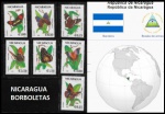 NICARAGUA - SÉRIE FAUNA COM 7 SELOS TEMA BORBOLETAS MUITO ESCASSA -  EM  ESTADO MINT DE CONSERVAÇÃO